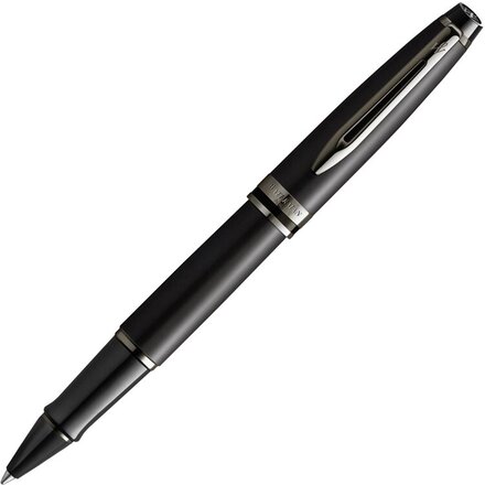 Ручка-роллер Waterman Expert Black F, серебристый/черный